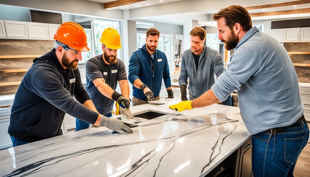 kitchen island countertop installation